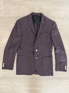 Hugo Boss Men's Textured Maroon Single-Breasted Sport Coat